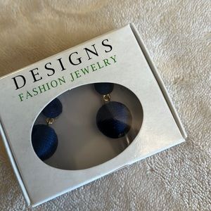 Navy blue dangling orb earrings